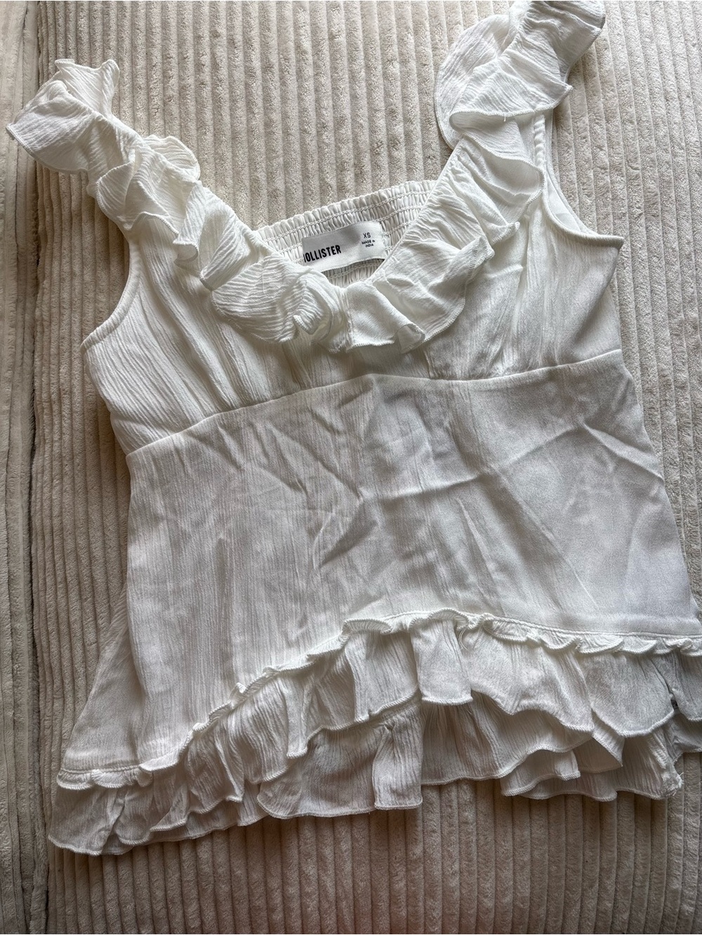 Hollister White Ruffle Camisole Tank